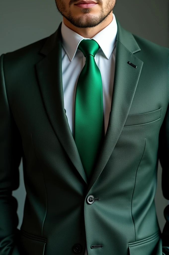 Suit with emerald green tie 