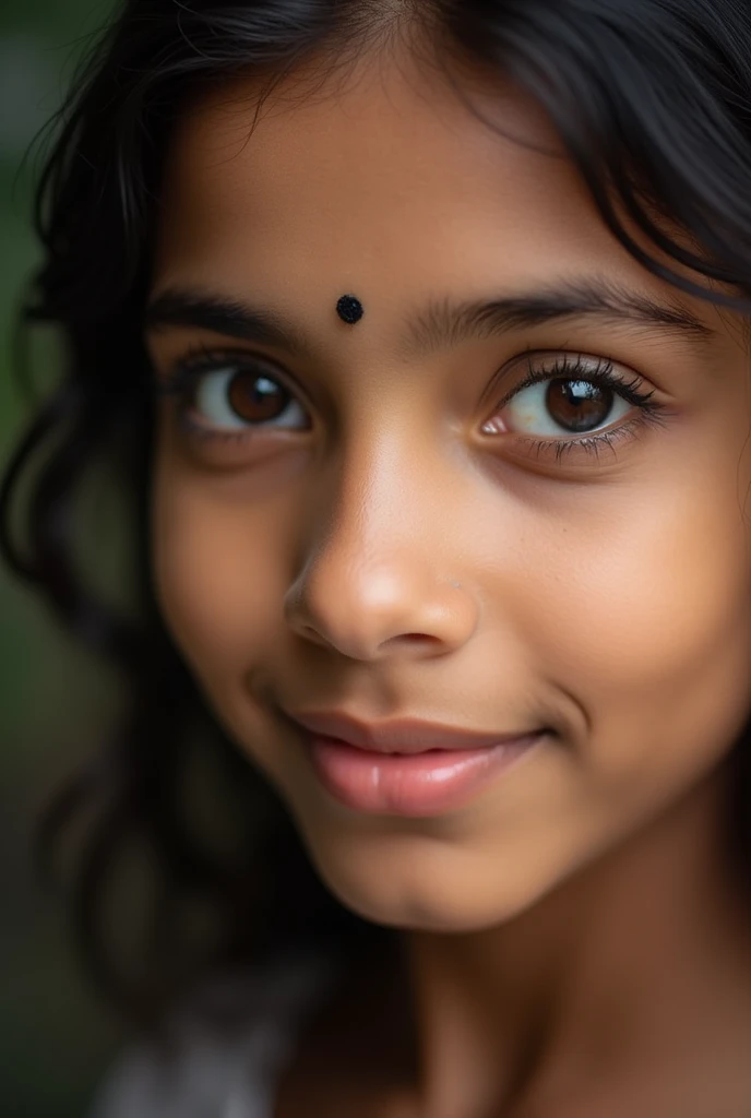 Indian beautiful cute girl close up photo having black mole on upper lips