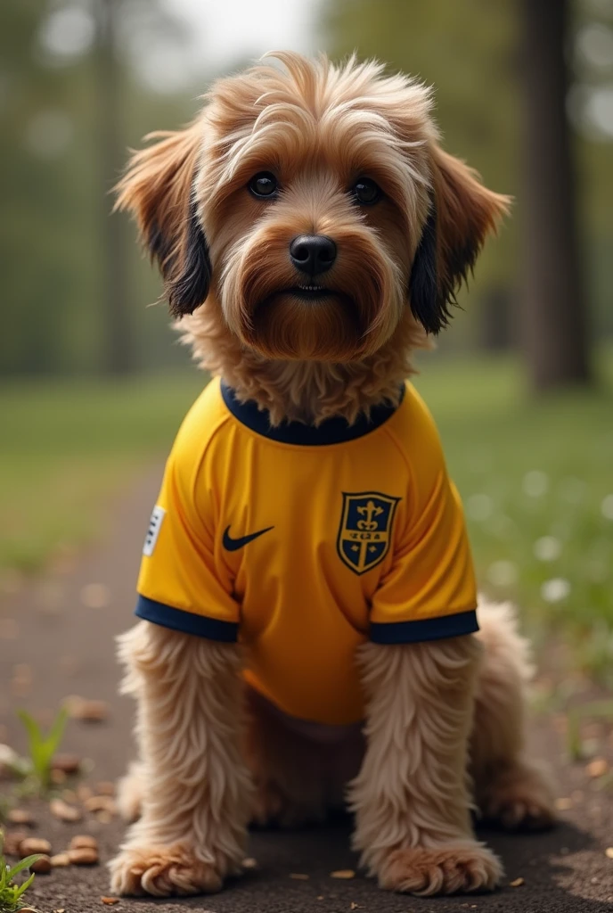 a dog with the Corinthians football team shirt