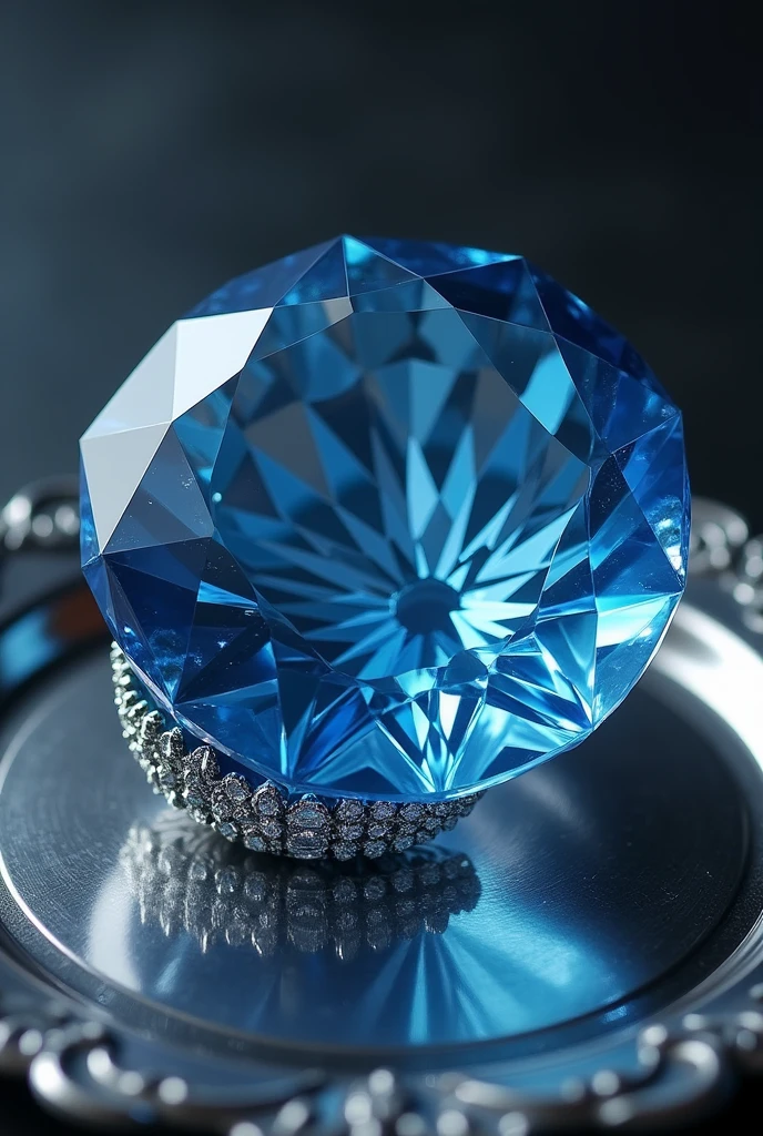 ((100-carat blue-diamond)), Served on a silver dish, Surrealism, Contemporary art, Realism, Canon, UHD, anatomically correct, textured skin, textured skin, high quality, highness, 8k