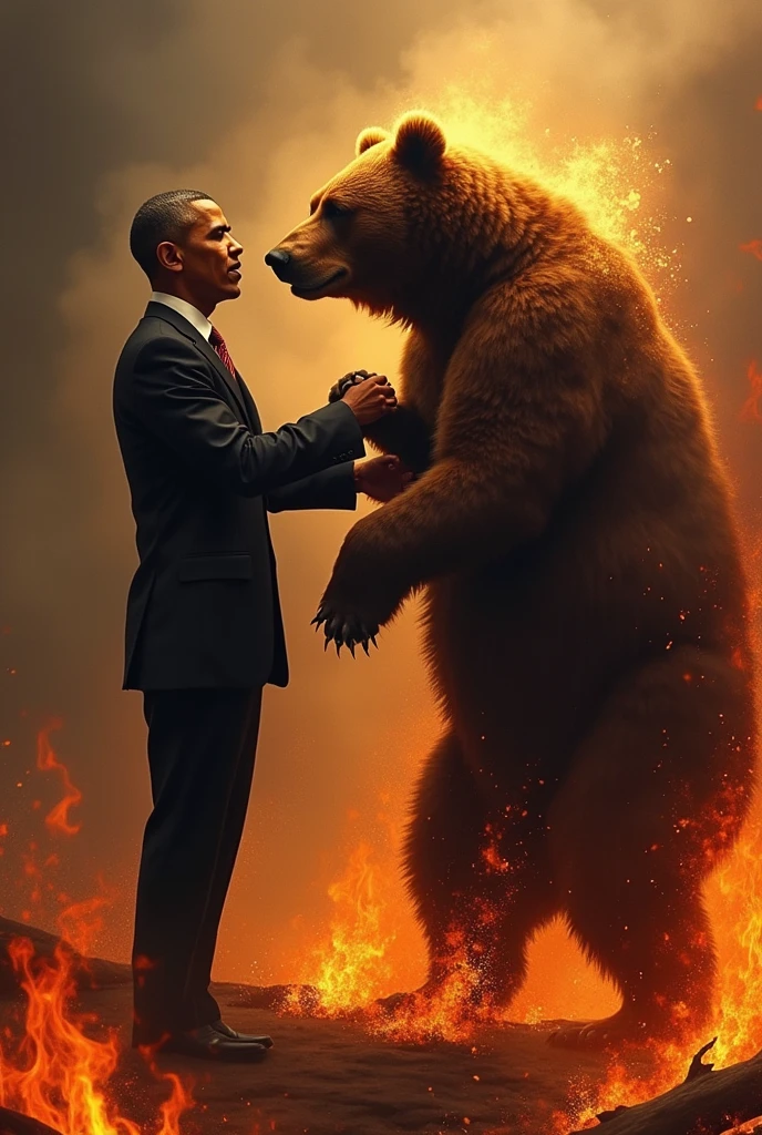 i want to see barack obama riging a bear on fire