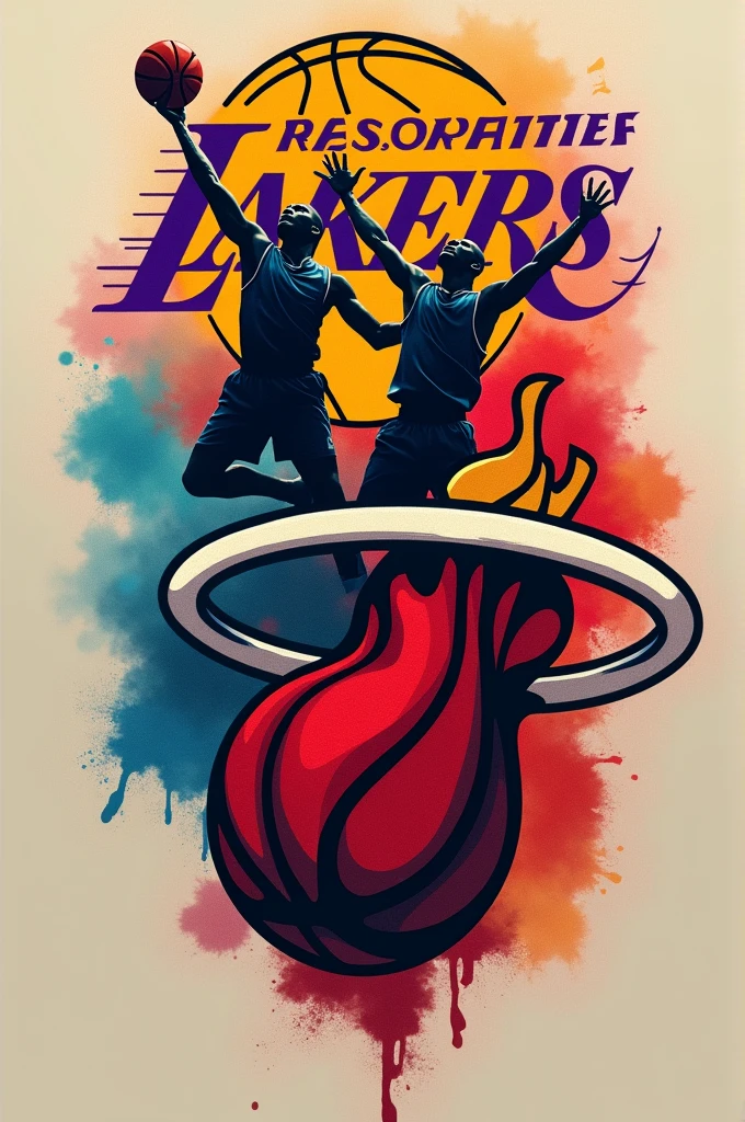 Tattoo with Los Angeles Lakers and Miami Heat 