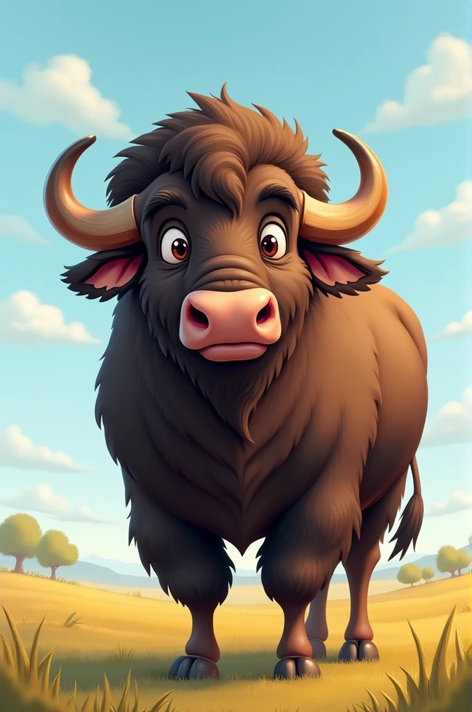 A cartoon of a big fat buffalo 