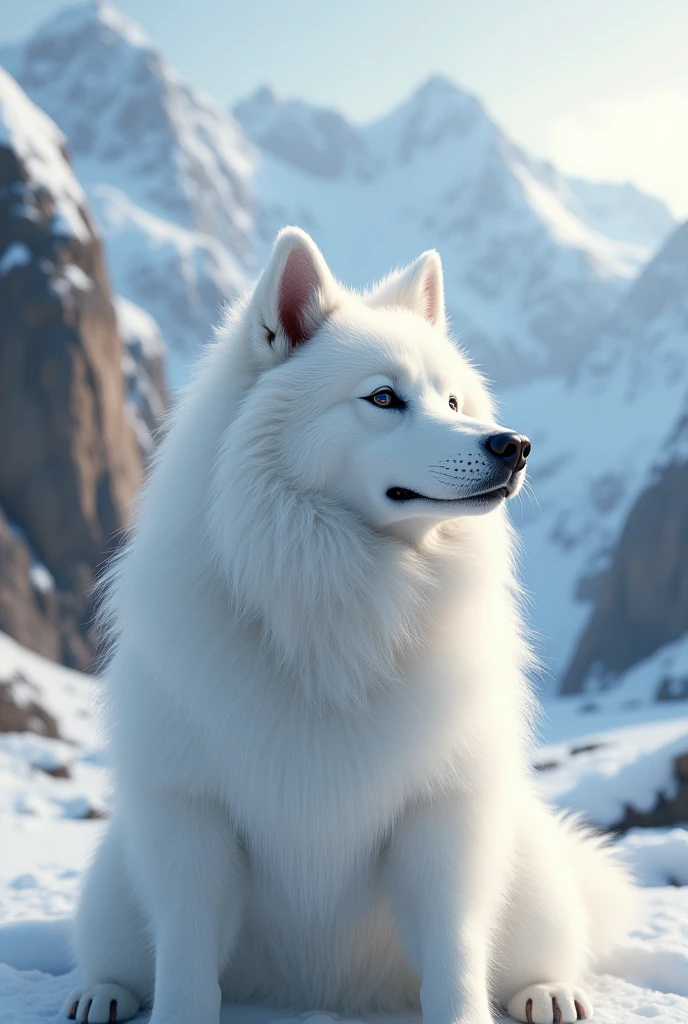 Beautiful white Spitzberg dog