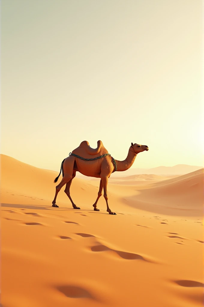 Camel walk in desert