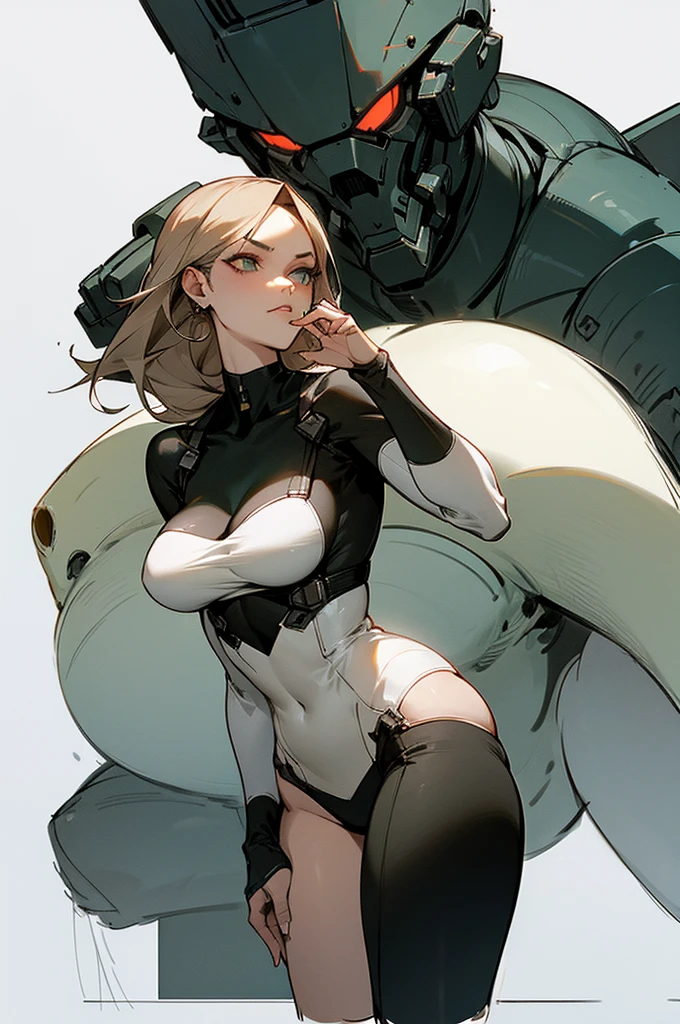 slim-thicc, beautiful, callipygian, fierce, fertile, dominant, in charge, metal gear, concept art