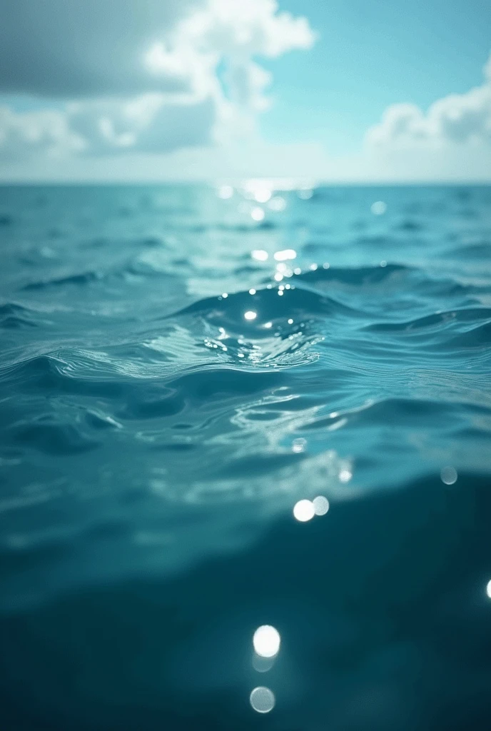 A photo in the sea from behind