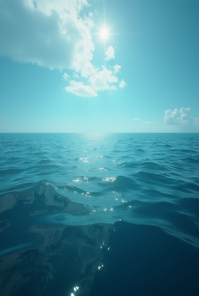 A photo in the sea from behind 