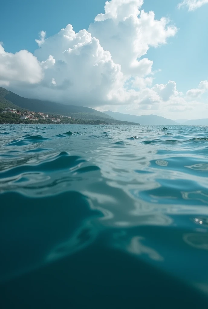 A photo in the sea from behind 