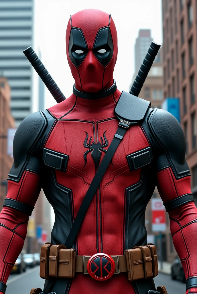 Deadpooll is spiderman with a red written flag