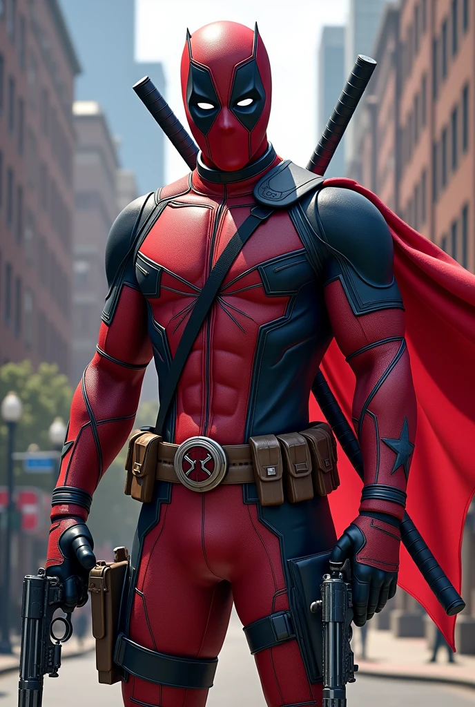 Deadpooll is spiderman with a flag written red 