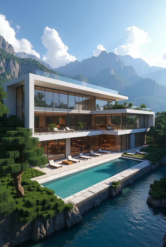 an extremely modern minecraft mansion worth 8000000000 reais