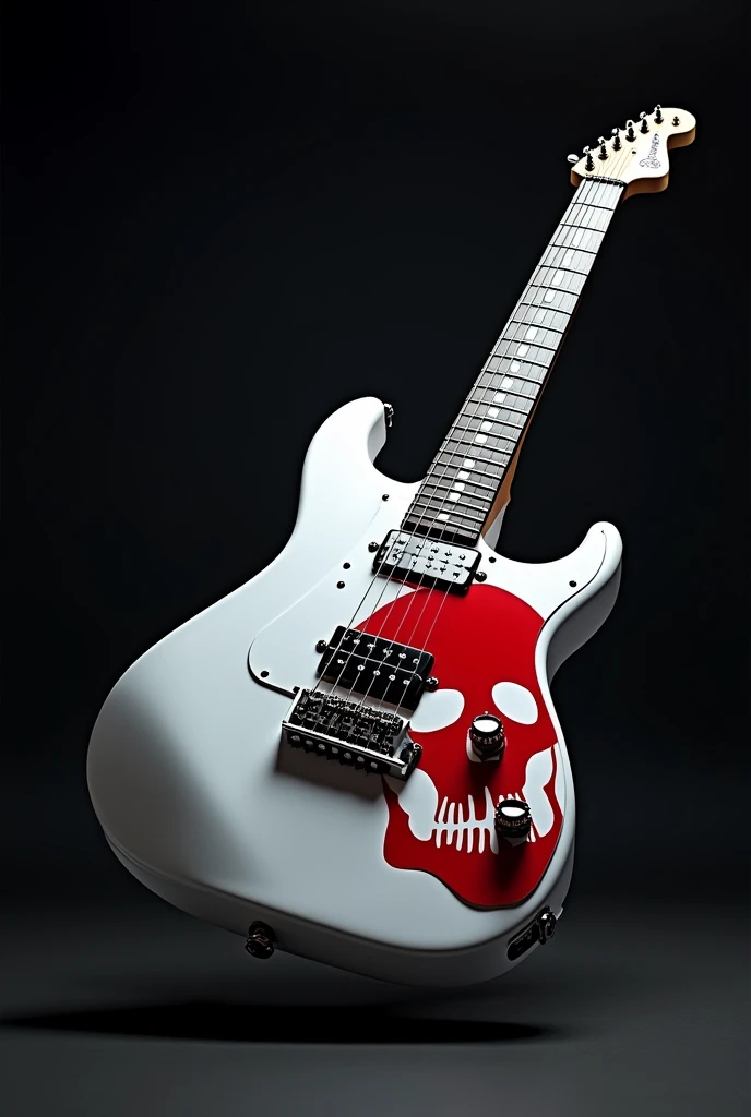 White guitar hero guitar with a red skull on the back