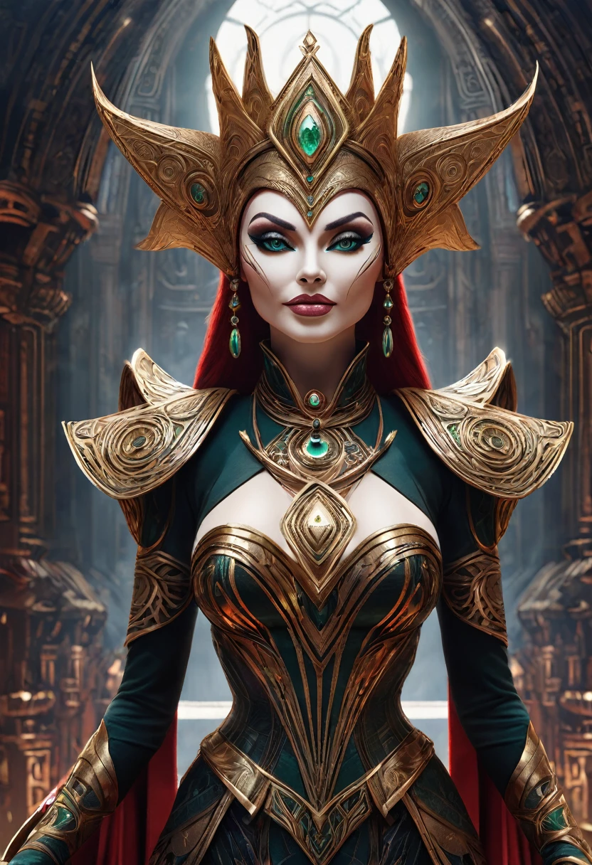 Anthropomorphic  feminine puppet enchantress. Official Art – An Award-Winning Digital Masterpiece In 4K Ultra HD, Extreme Detail And Intricate Realism. Symmetrical Face. This Concept Art Brought To Life By The Hands Of Artists Like Wlop & Artgerm In A Stunning 2D Vector Illustration.Background Is A Panoramic Vista.
