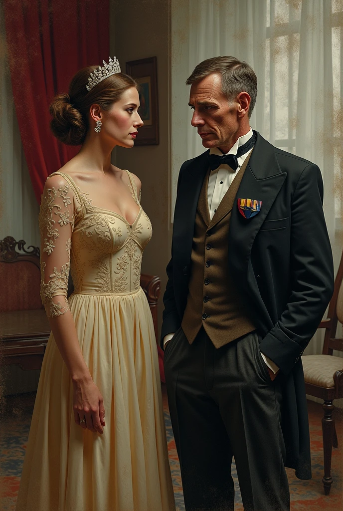 Two scenes, one of a privileged woman and on the other side of a man from the Second World War fighting against his demons.