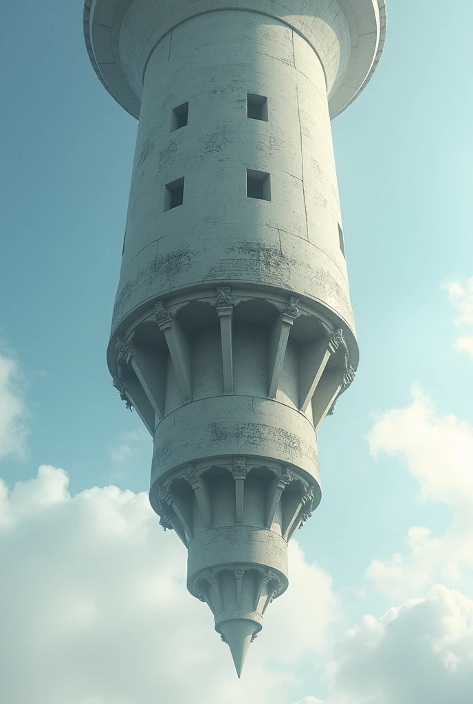 Cylindrical tower suspended upside down 

