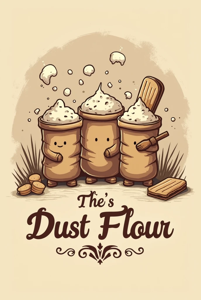 Logo for group of friends called:the's dust of flour