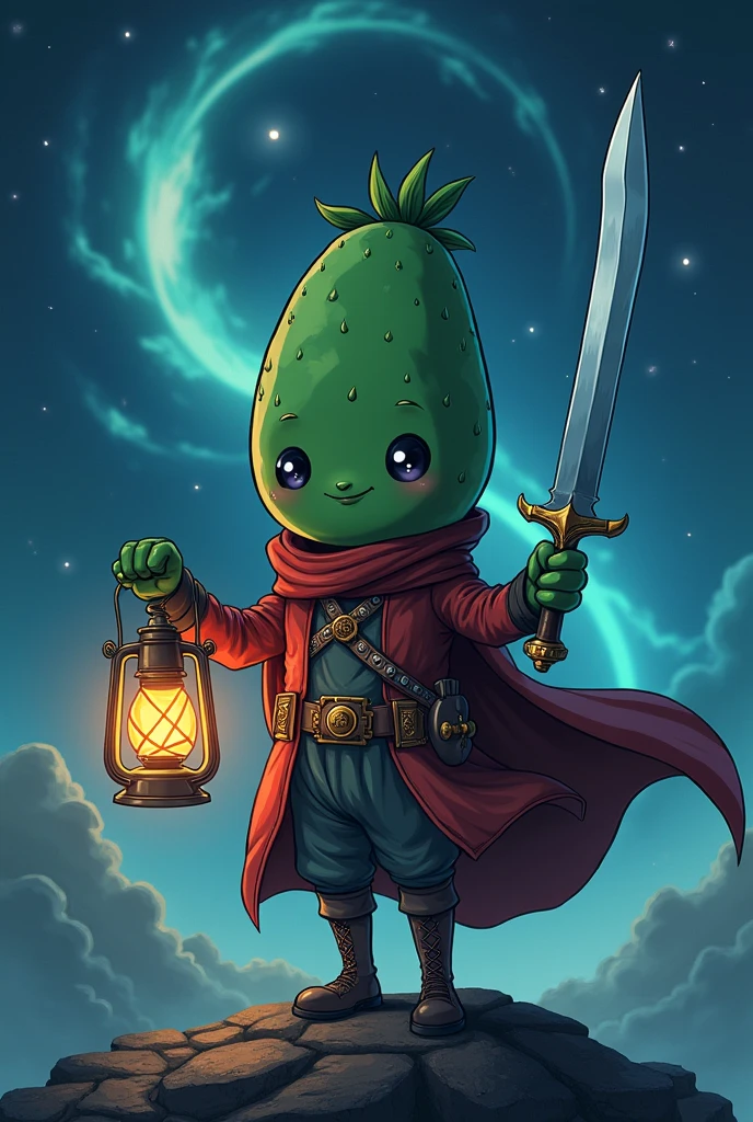 masterpiece anime cartoon tonberry, roaming the astral realm (showcasing deadly dagger knife) and  glowing lantern, solo, 

