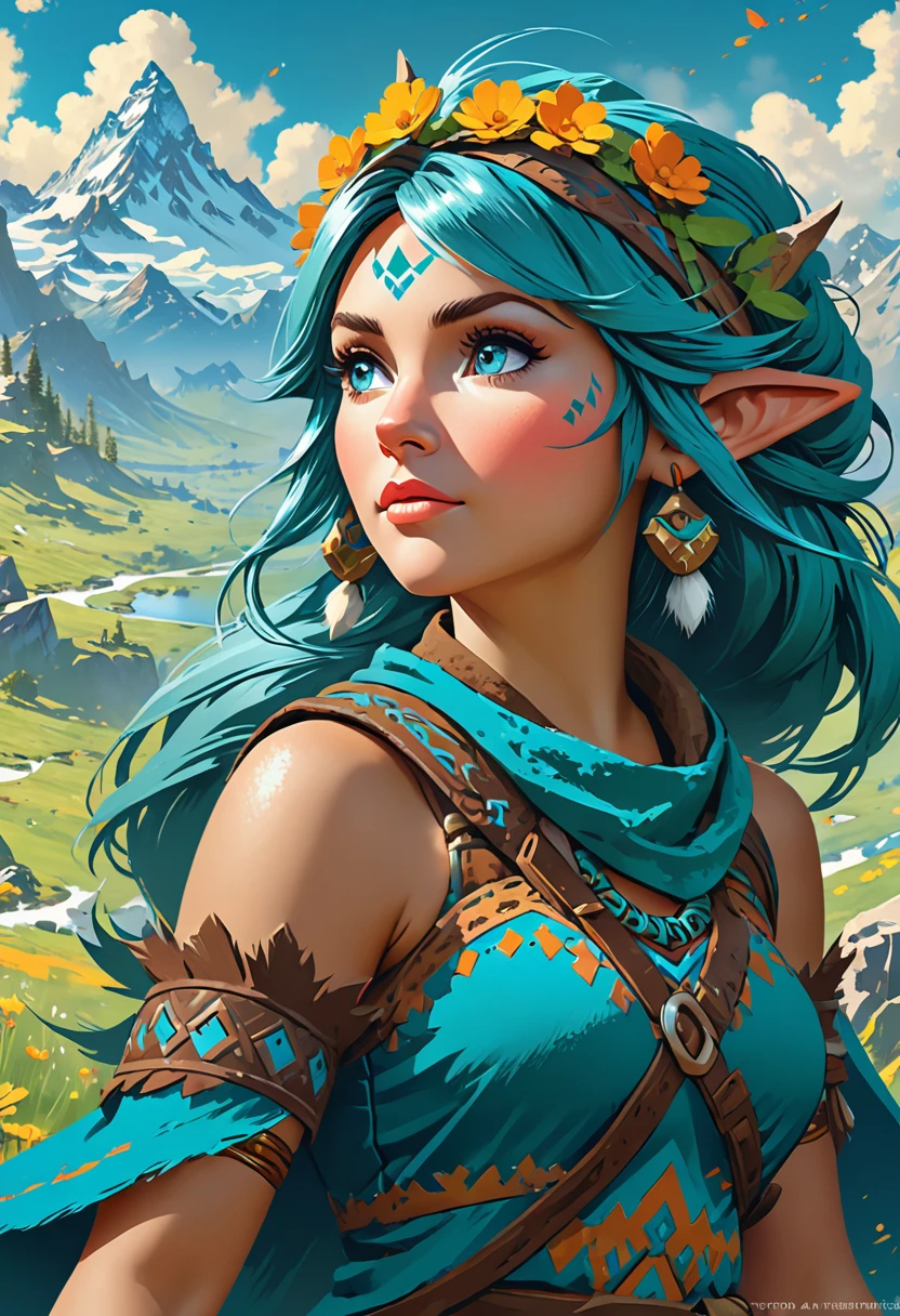 Anthropomorphic feminine troll enchantress. Official Art – An Award-Winning Digital Masterpiece In 4K Ultra HD, Extreme Detail And Intricate Realism. Symmetrical Face. This Concept Art Brought To Life By The Hands Of Artists Like Wlop & Artgerm In A Stunning 2D Vector Illustration. Breath of the wild. Background Is A Panoramic Vista.