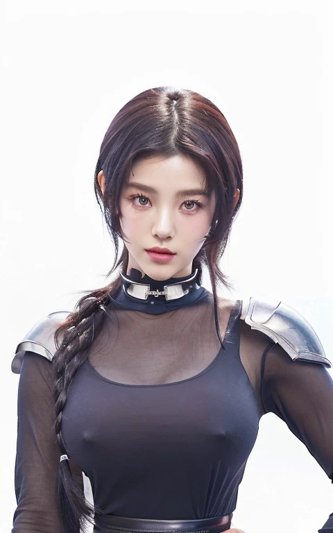 A woman in a grey top poses for a photo., In the anime series Ergo Proxy, female cartoon character, yaoi kasuma, portrait of Tifa Lockhart, Tifa Lockhart, sakimi-chan, Hinata Hyuga, Tifa Lockhart portrait, cartoon character, I will also make fanart., anya from the spy family x, seductive Tifa Lockhart portrait, jisoo from blackpink, popular south korean makeup, quality detailed ,(beautiful makeup :1.2), wide hips, Big, Big ass, (best quality, 8k, masterpiece: 1.3), clear focus: 1.2, Perfect body beauty: 1.4, strong abs, Very detailed face and skin texture. , detailed eyes, double eyelids, (long hair), Having very marked curves, with greater volume in ((hips and breasts)), which makes the waist look much smaller ((wasp waist)).(masterpiece, top quality, Best Quality, official art, depth of field, Beauty: 1.2), pinnacle rendering, Realistic representation, (1 girl), extreme detail, showy, supreme detail, official art, 8k unified wallpaper