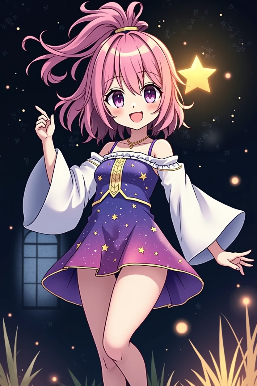 (Perfect body),Best Quality,(8K Portrait),(Official art)、NSFW、(((((Lori)))))、((((:D))))、V-shaped eyebrows、(((blush))),(((((flat chest)))))、small tits、((Big ass))、((Pink hair),((Short hair))、waved hair、(Orange Eyes)、((((thick thighs))))、(((White bodysuit)))、(Pink ruffles)、(Armpits)、(((((Short stature)))))、(((Jumping)))、(Pink cat hands)、Cowboy Shot、Electronic space