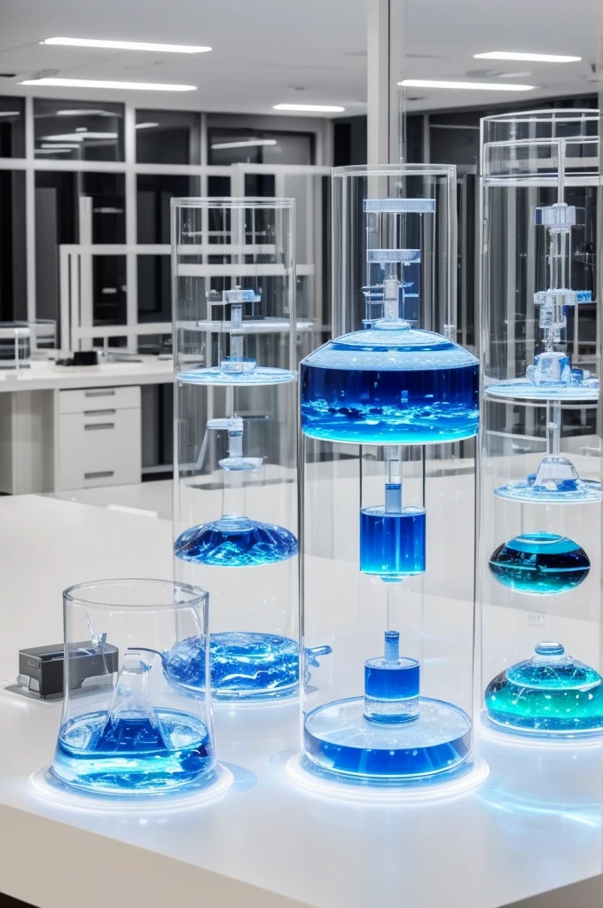 ((best quality)), ((masterpiece)), (detailed),Cutting-edge research labs,Three Scientists,Shining spatial transparent display