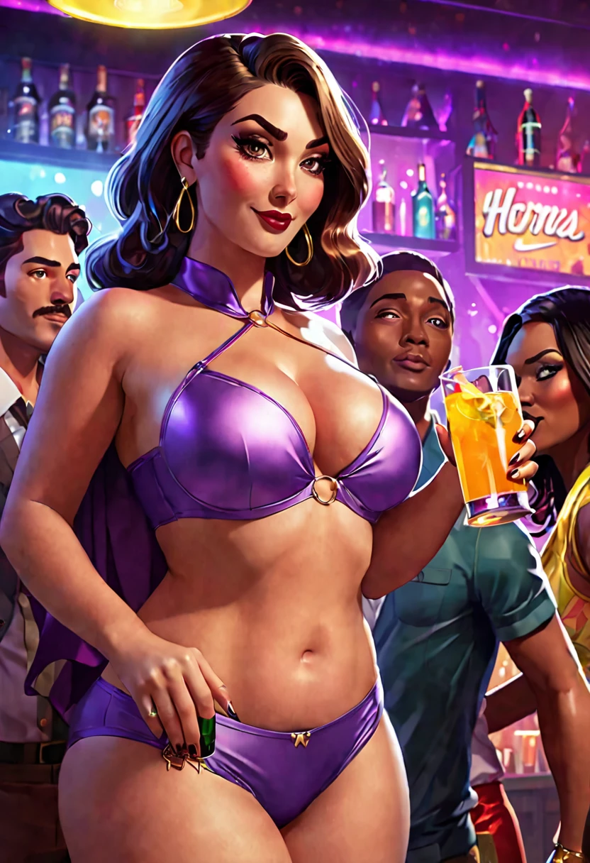 Big Hero's Aunt Cass, dressed in a outfit (panties exposed), drinking an alcoholic beverage, and throwing down in the club, horny poses, grinding on other women, Slay queen
