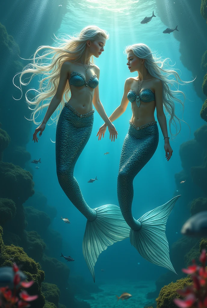 Create a mermaid with beautiful breasts, lace, transparent, Surrealism, social media composition, high details, high details, high quality, best quality, 8k, 16k