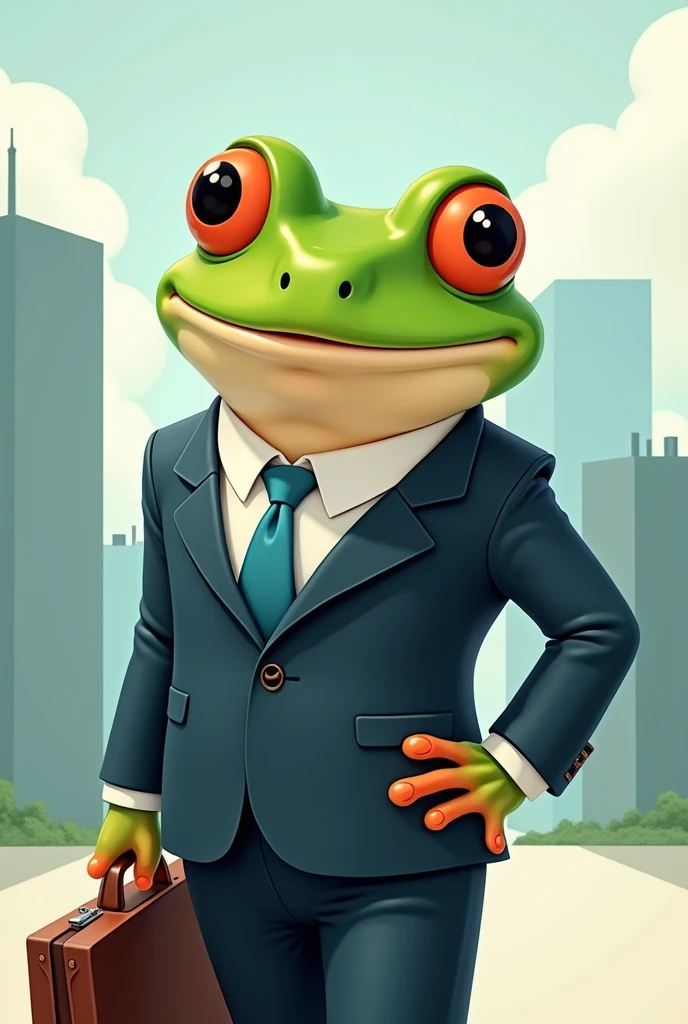 A cartoon frog in a suit 