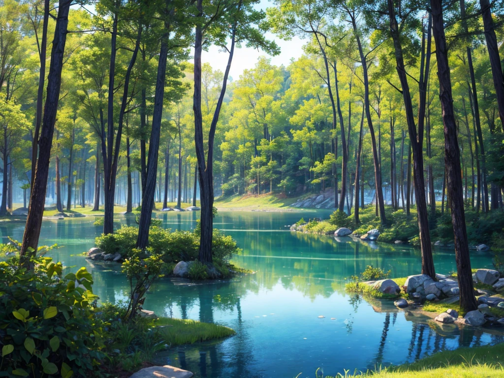 Lake, forest,