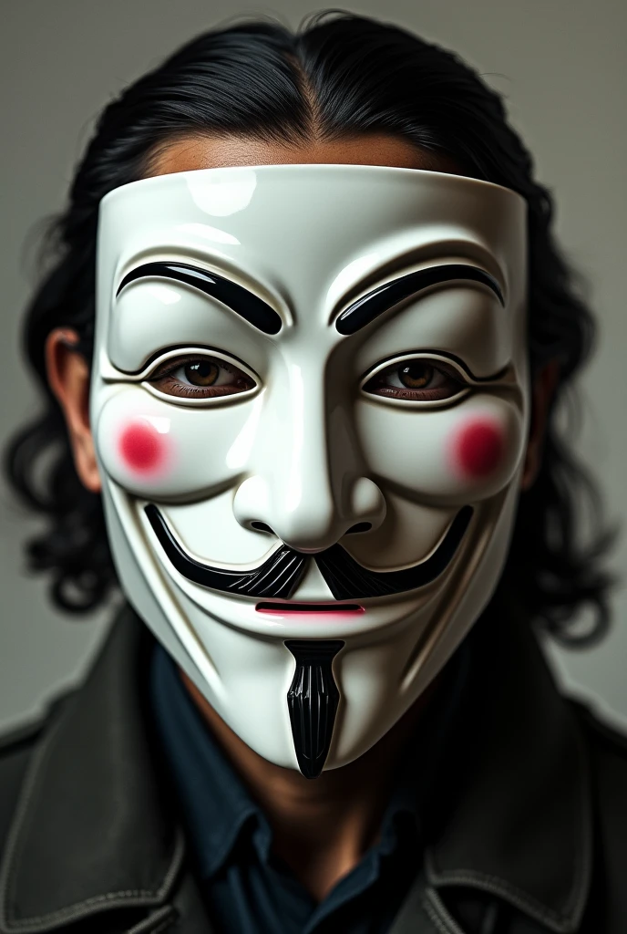 A photo of Simon Bolivar with the Anonymous mask