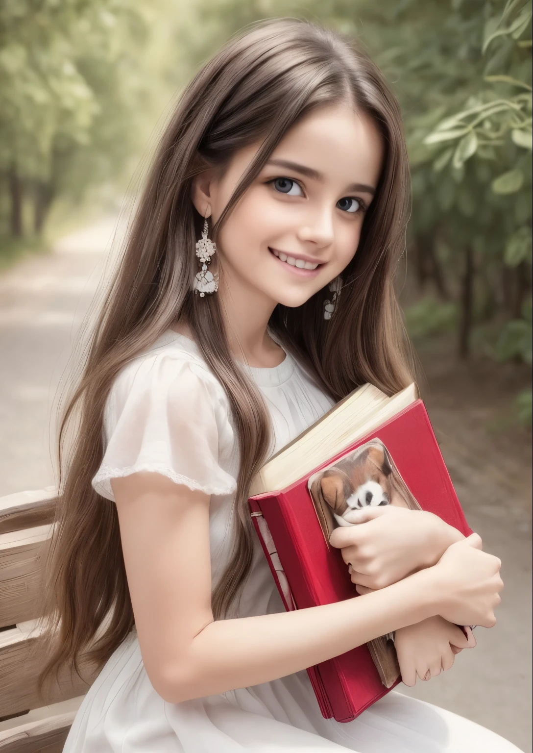 Cute puppy. Beautiful puppy. Adorable puppy. Portrait of a woman in a white dress, holding a book with delicate hands, expressing beauty and strength. Detailed portrait of an indigenous woman in cartoon style, with beautiful eyes, quick brushstrokes and vibrant colors. Cute puppy. Beautiful puppy. Masterpiece of a cute puppy, with red and white fur. Italian girl posing, detailed face, dark hair, athletic body, wearing red flannel and jeans. Soft hair, happy smile, cute Italian.
