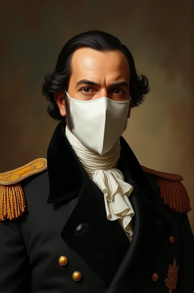 Photo of Simon Bolivar with anonymous mask