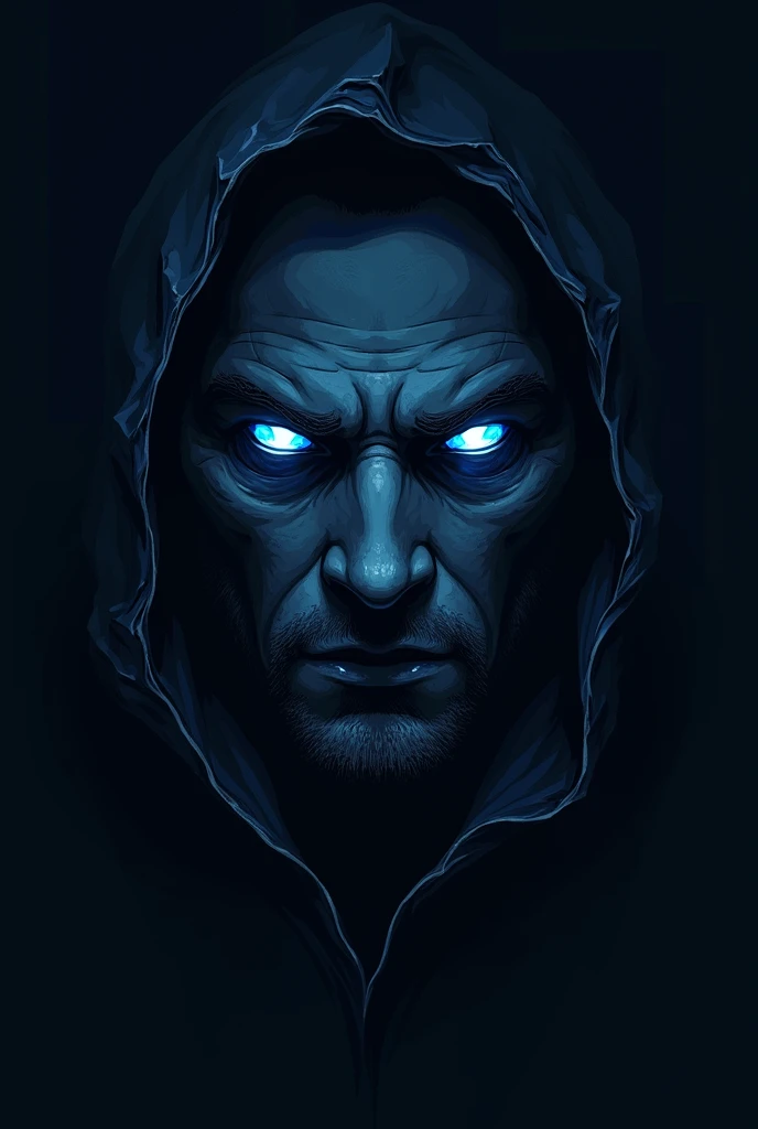 Create an image for my Guild, se chama Spectrus. Create dark blue eyes, to see the abyss like Sung Jin Woo's. Make it as if it were a guild profile logo. Make a man