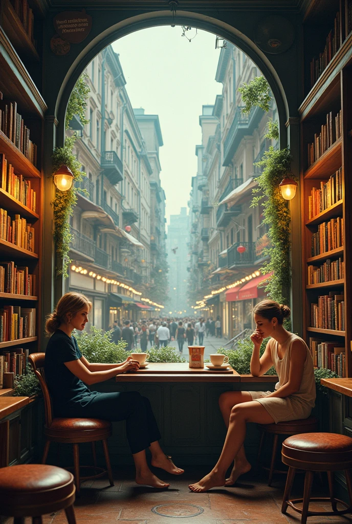 Surrealist photo Cafe with bookstore