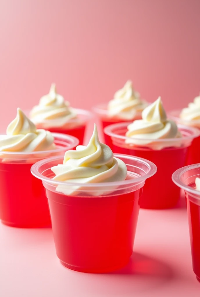 An image to sell gelatins at a price and that the gelatin cups do not have a lid and are of size( vase 14) I forgot to tell you that they are made of plastic cups and the gelatins are red, the cream you have on top will be white.( crema like this)
PLASTIC CUPS How about making the cups even bigger and wider just make them wider
