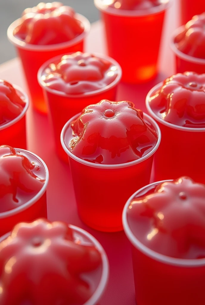An image to sell gelatins at a price and that the gelatin cups do not have a lid and are of size( vase 14) I forgot to tell you that they are made of plastic cups and the gelatins are red, the cream you have on top will be white.( crema like this)
PLASTIC CUPS How about making the cups even bigger and wider just make them wider. Quita la crema