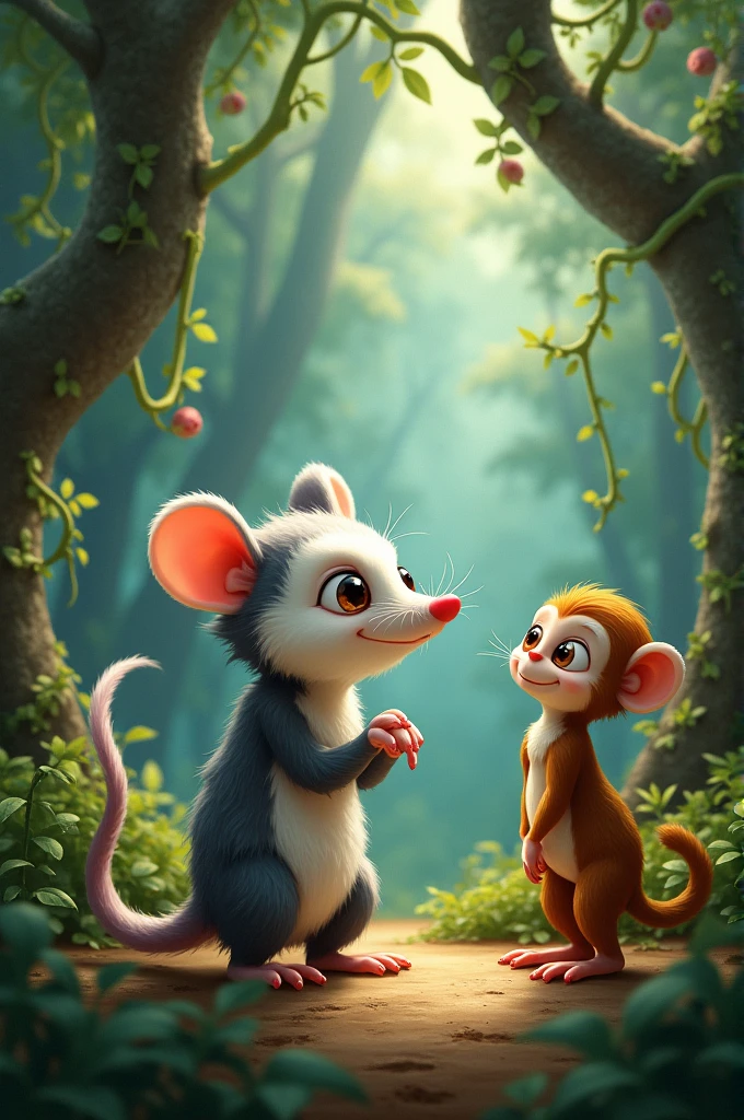 A possum and a monkey
