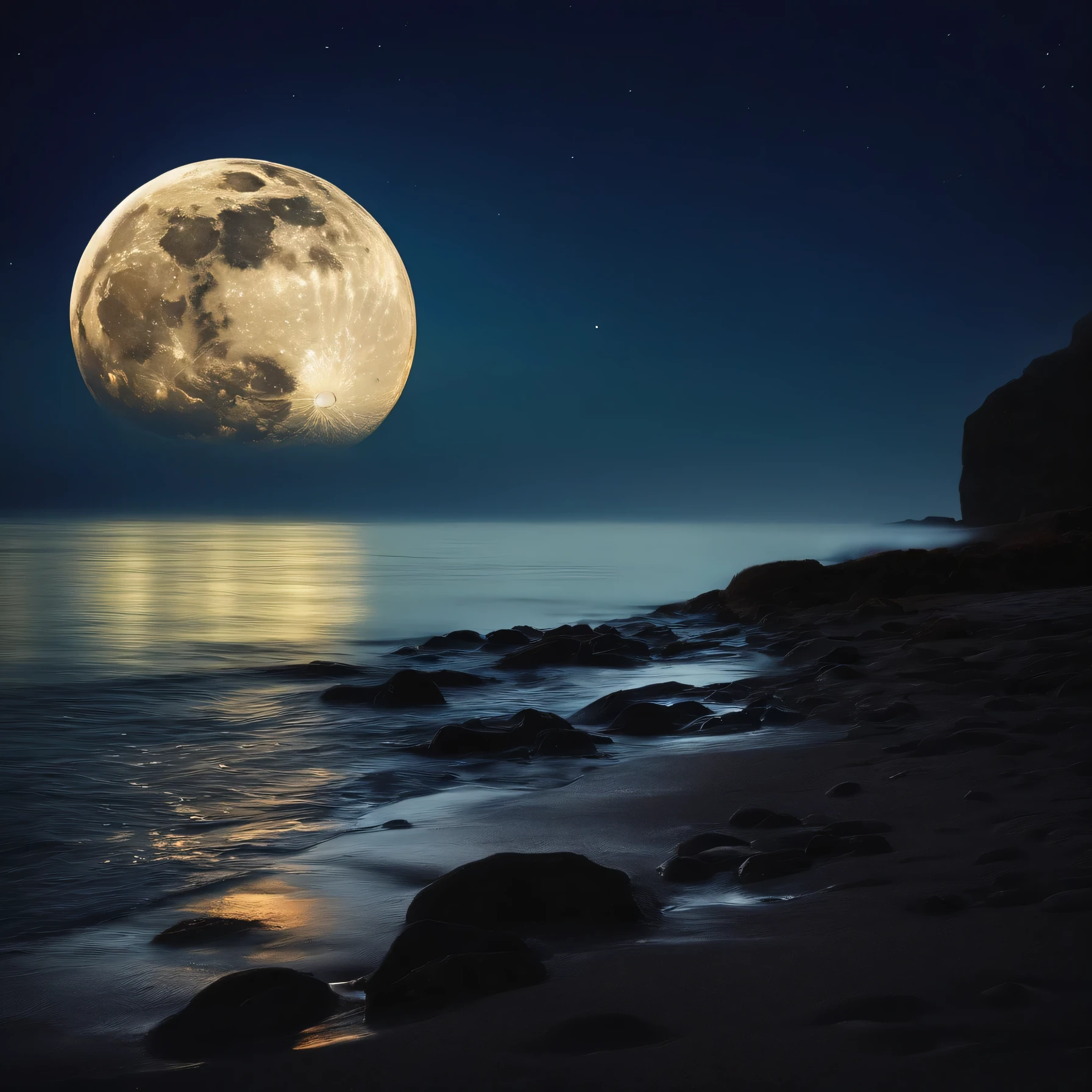 I want an image of the moon reflected in the sea