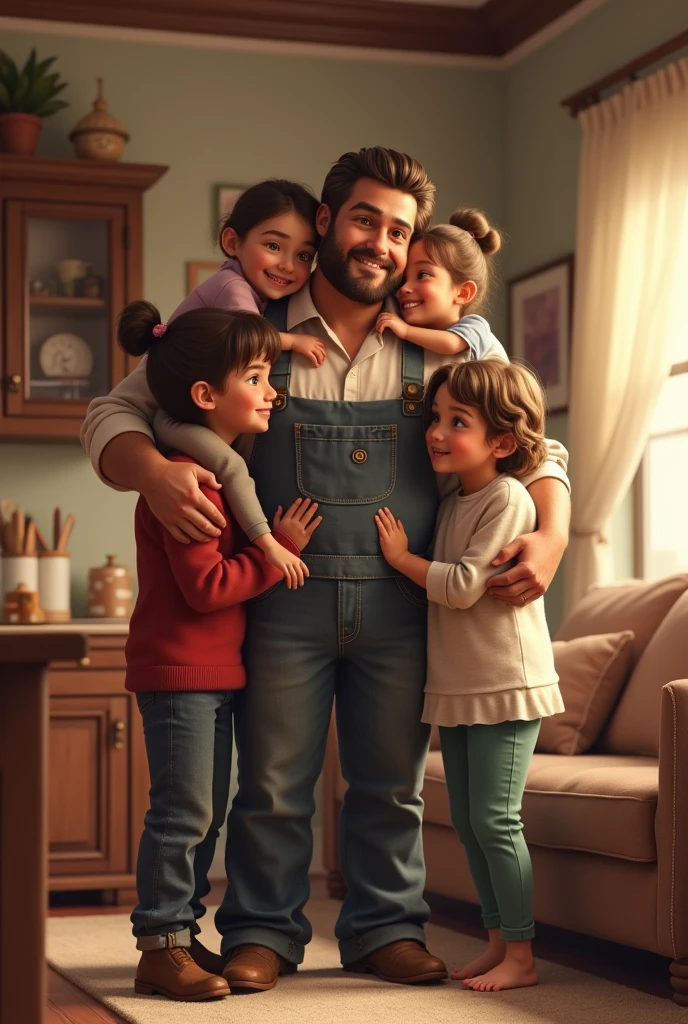 Create an image in honor of Father's Day representing work, love, unity and family in the image.