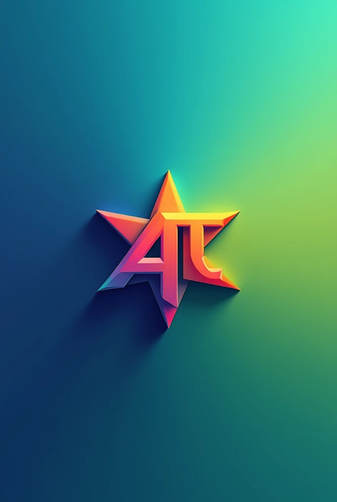 Create a 2D colored logo that says ATS, make it more colorful and more 2D in green and blue that is super mega 2D and in the shape of a star
