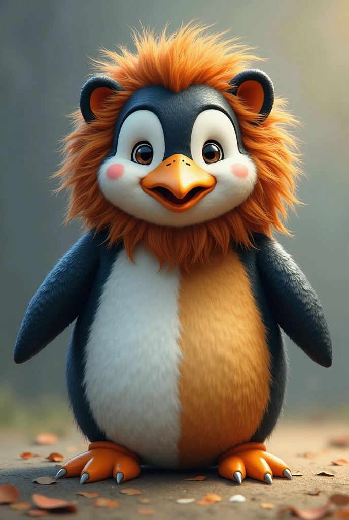 fusion of a penguin and a lion cute and realist