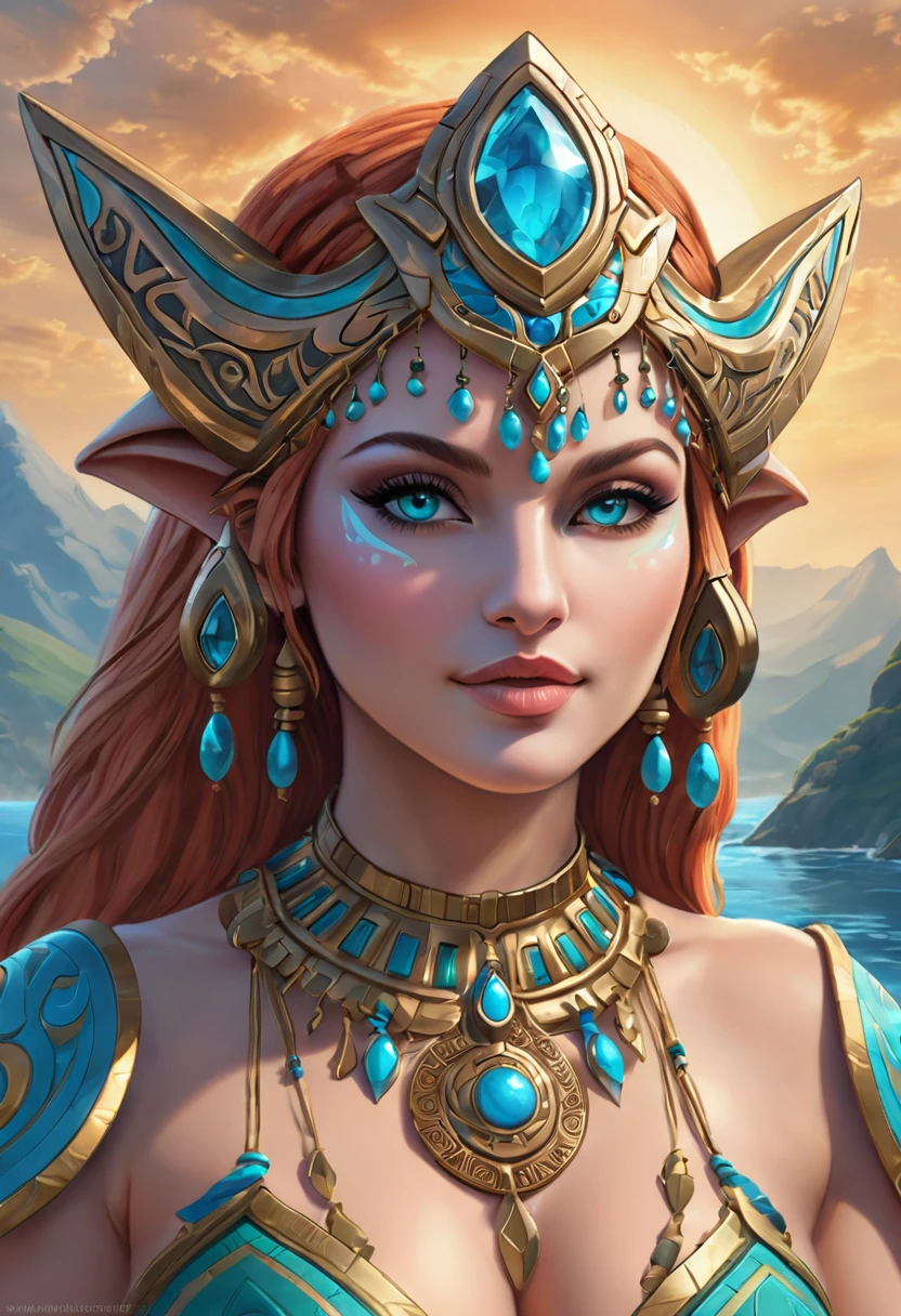 Anthropomorphic feminine dolphin enchantress. Official Art – An Award-Winning Digital Masterpiece In 4K Ultra HD, Extreme Detail And Intricate Realism. Symmetrical Face. This Concept Art Brought To Life By The Hands Of Artists Like Wlop & Artgerm In A Stunning 2D Vector Illustration. Breath of the wild. Background Is A Panoramic Vista.
