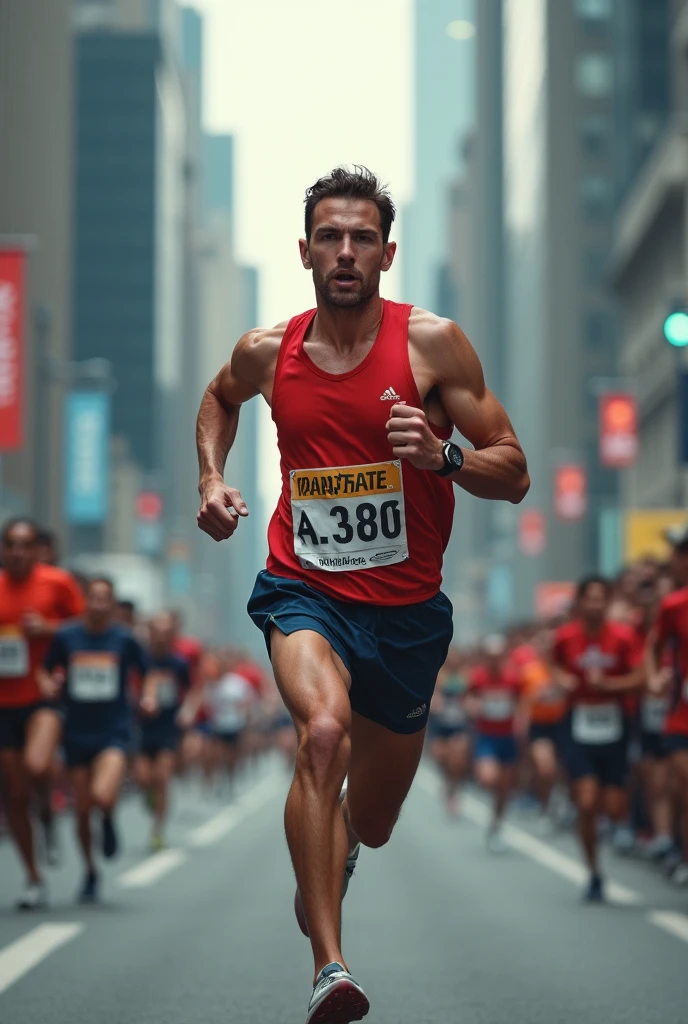 Create a thumbnail of a person running a marathon 
