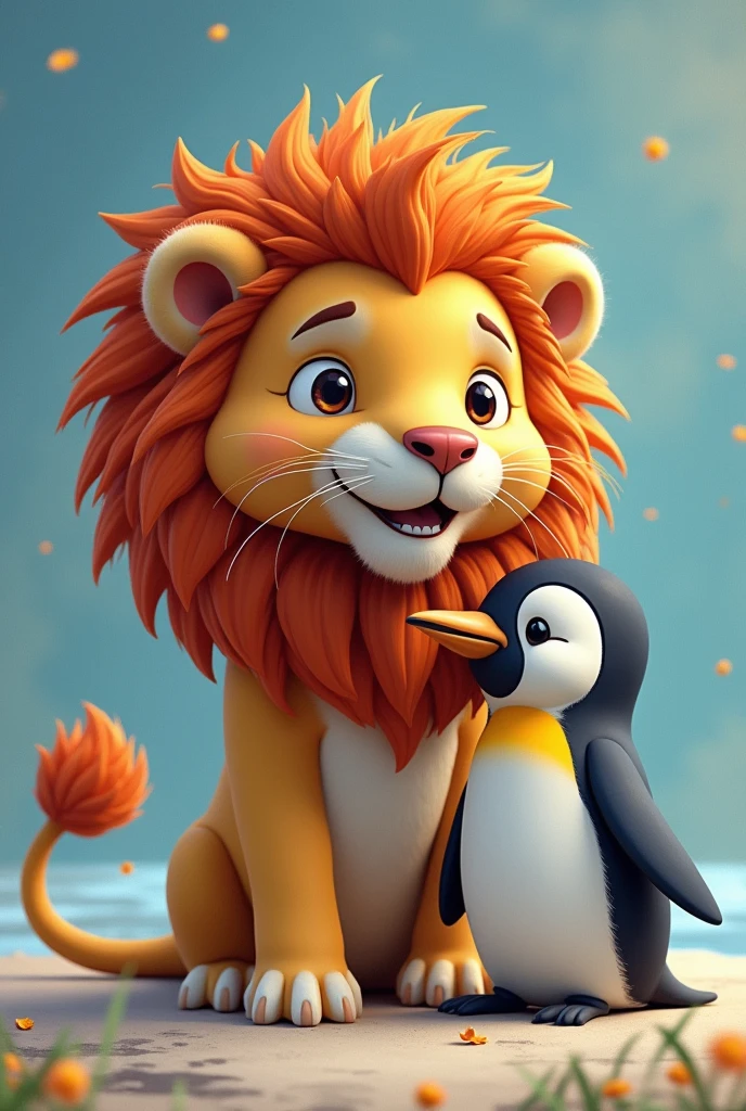 fusion of lion and a penguin cute and realist