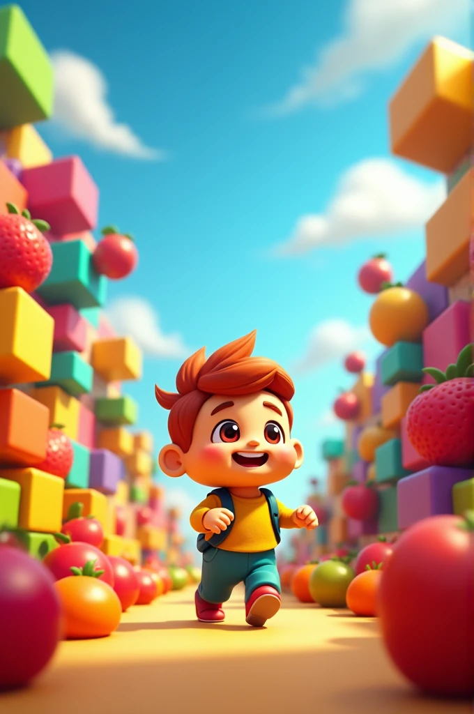 Make a YouTube video cover with the theme "minha jornada no blocks fruits"