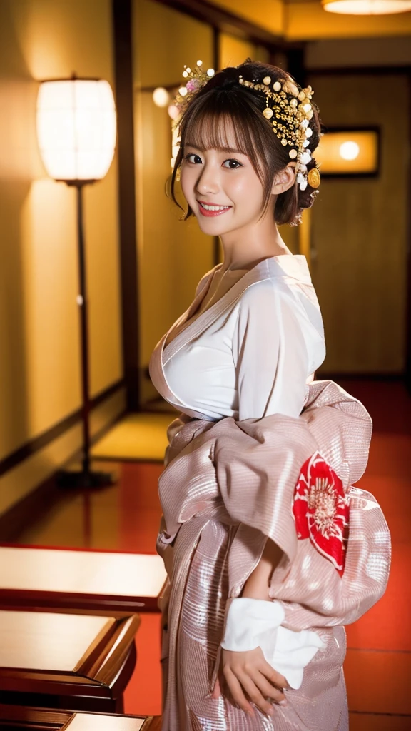 (Photorealsitic:1.4), (Top image quality:1.0), (超A high resolution:1.0), 8K, Raw photography, (masterpiece:0.2), (pureerosface_v1:0.5)、(Best Quality Detail:1.2)、realisitic、8K UHD、hight resolution、(1girl in:1.2)、The ultra-detailed、High quality textures、intricate detailes、detaileds、Very detailed CG、High quality shadows、Detail Beautiful delicate face、Detail Beautiful delicate eyes、depth of fields、Ray traching,1girl in, japanaese girl, Cute,Natural face、 slender, Black kimono, Kimono with Japanese pattern,Floral scrunchie, Beautiful skin, Facing the front,Sit down, Sit upright and say thank you,Align your hands elegantly,Smile faintly The Land of Japan,Japanese garden,Luxury Japanese-style room, skyporn, Magic Hour, (Realistic:1.3), Finely detailed, quality, (masutepiece:1.2), (Photorealistic:1.2), (Best Quality), (Intricate details), Dramatic, Ray tracing, photograph, +Lola、off shoulders、A sexy Gal valley