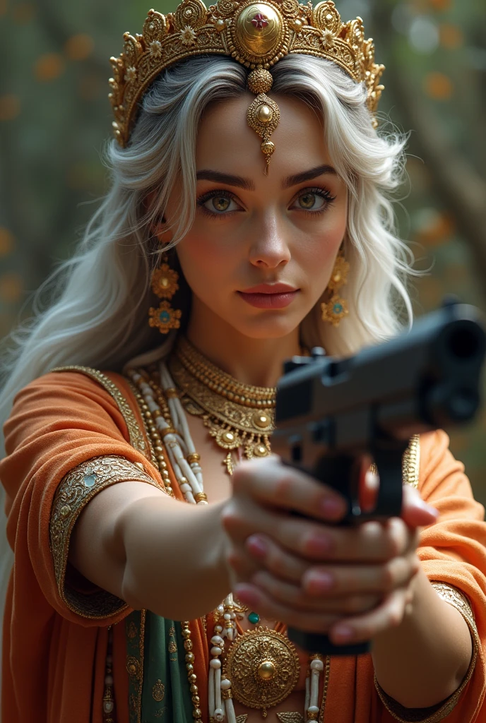 uhd, high details, best quality, goddess, gun