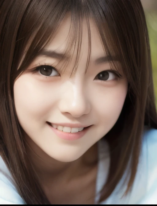 best quality, face focus, soft light, ultra high res, (photorealistic:1.4), RAW photo, ((Shinozaki Ai)), white skin, kawaii, 1 Japanese girl, solo, cute, (smile), (pupil, lights in the eyes),  detailed beautiful face, Medium-sized breasts,(high resolution detail of human skin texture),(long hair),(portrait), upper body, white traditional kimono, no makeup