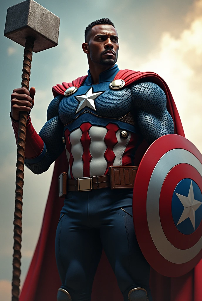 Black Captain America with Thor&#39;s hammer 
